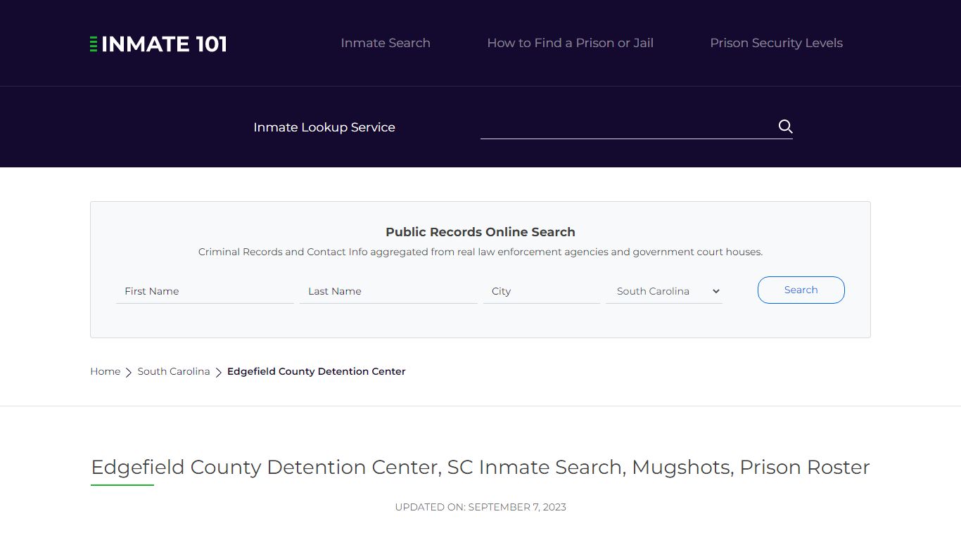 Edgefield County Detention Center, SC Inmate Search, Mugshots, Prison ...